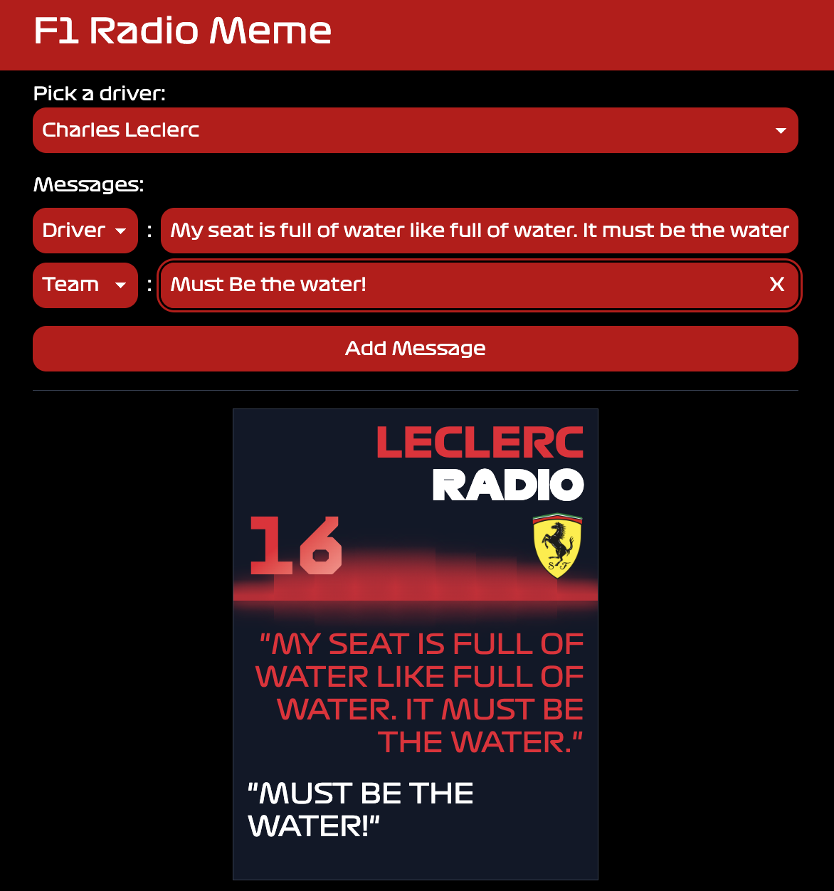 F1 Radio Meme Generator